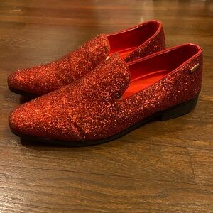 Red Glitter Slip-On Men’s Dress Loafers